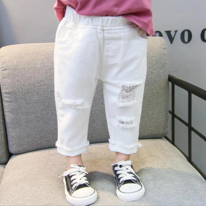 Jean déchiré à trous pour enfants, pantalon en Denim blanc pour bébés garçons et filles de 1 à 6 ans, printemps été: 12M