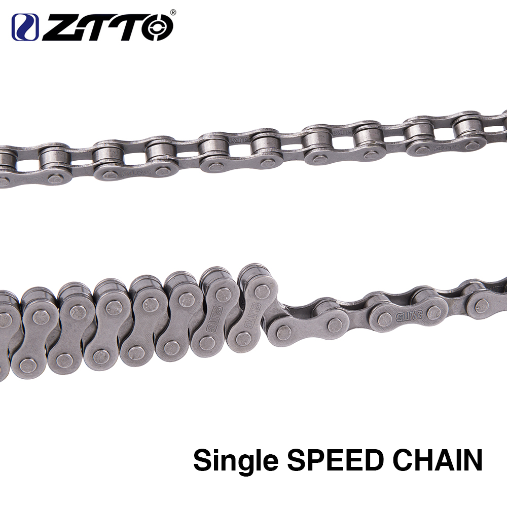 ZTTO cadenas de bicicleta de una sola velocidad, cadena plateada de 1 velocidad para ciclismo de montaña, piezas de bicicleta de ciudad fixedgear
