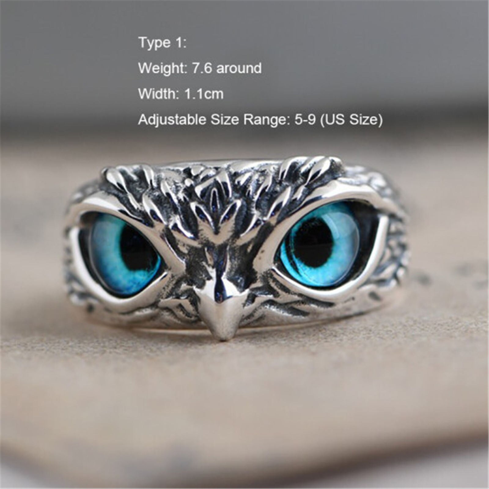 Vintage Demon Eye Uil Ring Voor Vrouwen Meisje Liefhebbers Retro Dier Open Verstelbare Ring Verklaring Ring Sieraden