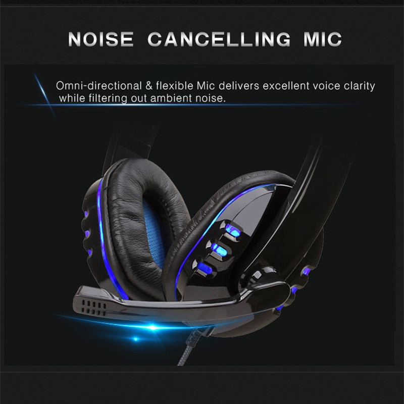 Auriculares para Gaming PS4, Cascos con cable y micrófono, música, luz LED estéreo, para Xbox One, Switch, ordenador portátil y teléfono