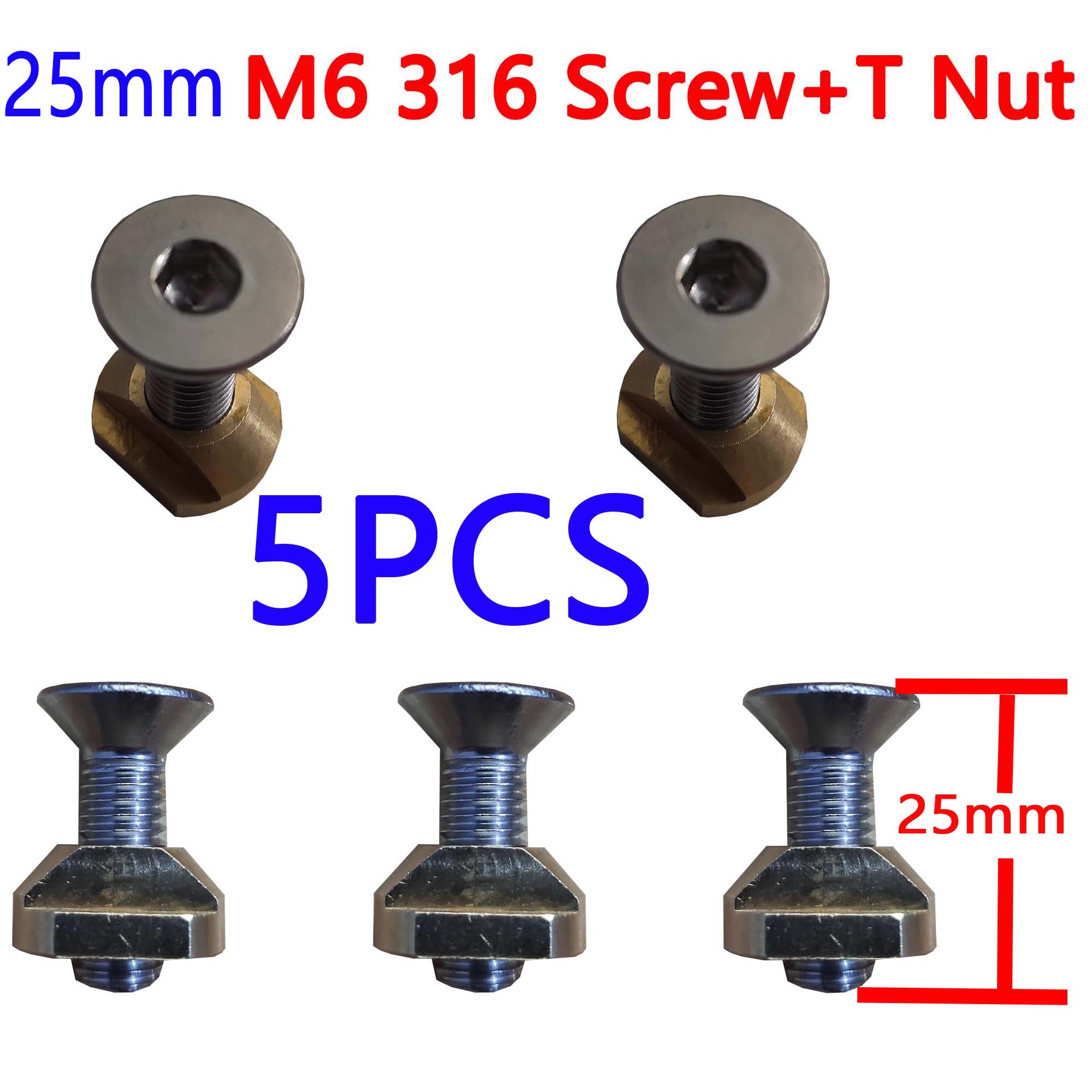 Hydrofoil Mounting Allen wrench 316 screws(25mm and 30mm) and M6 T-Nuts: 5-6-25