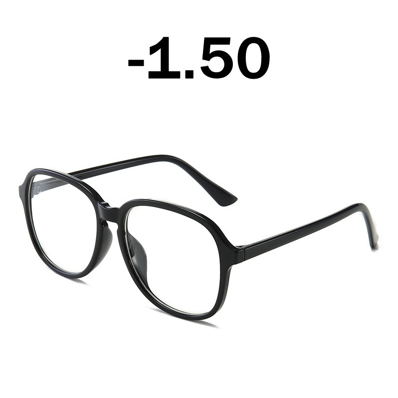 Elbru runde briller sort stel kvinder brille myopi briller brille stel med dioptri  -0.5 1.0 1.5 2.0 2.5 ~ 6.0: Sort  -1.50