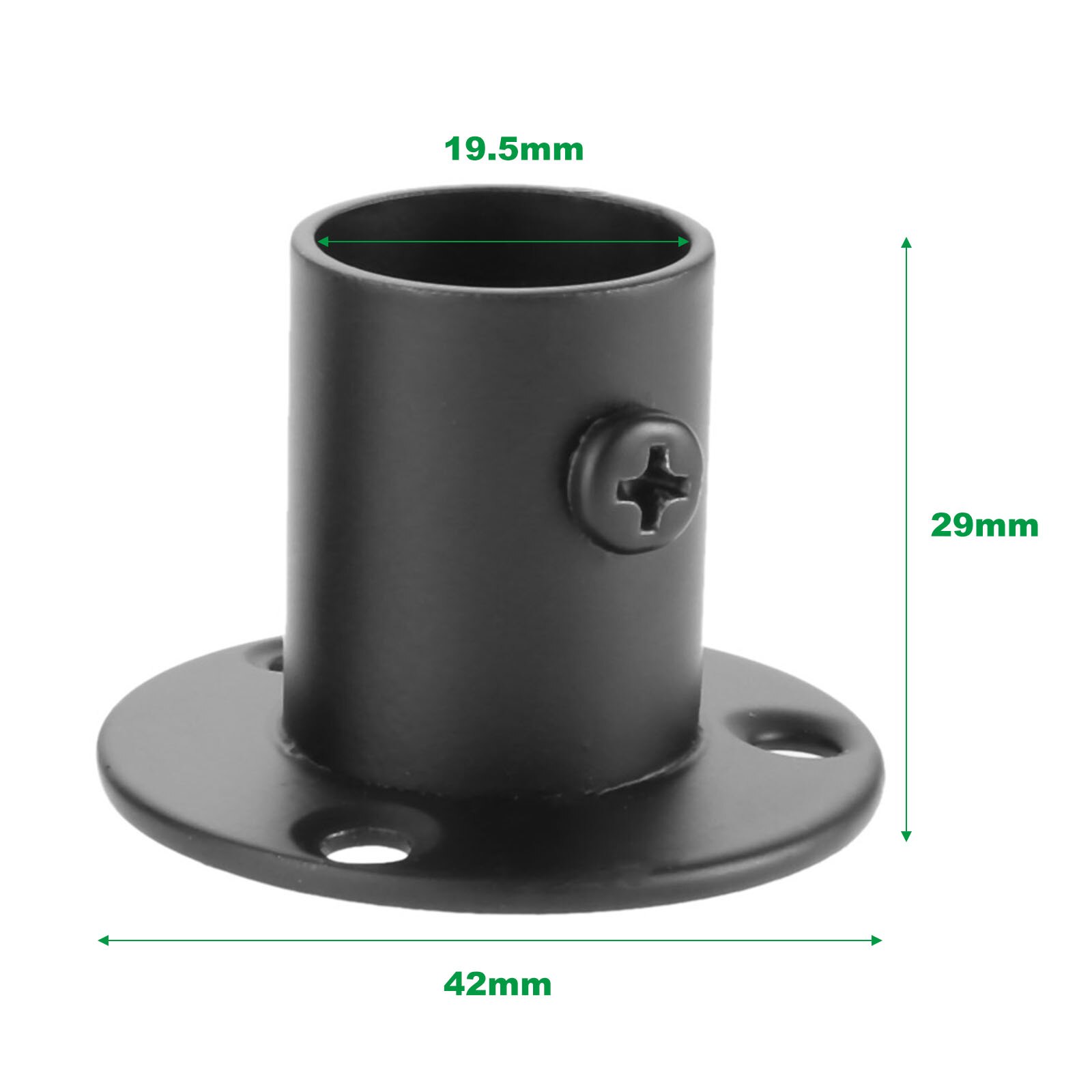2Pcs/Kit Flens Staaf Houder Garderobe Opknoping Rail Rod Pole Socket End Ondersteuning Beugel Rvs 19/22/25/32Mm W/Schroef Zwart: 19mm