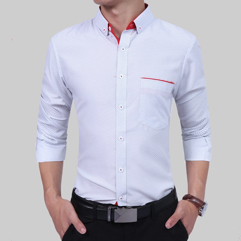 2017 moda marka koszula męska z długim rękawem wysokiej jakości bawełna Oversize męskie koszule Slim Men Shirt 4XL: WHITE / Xxxl