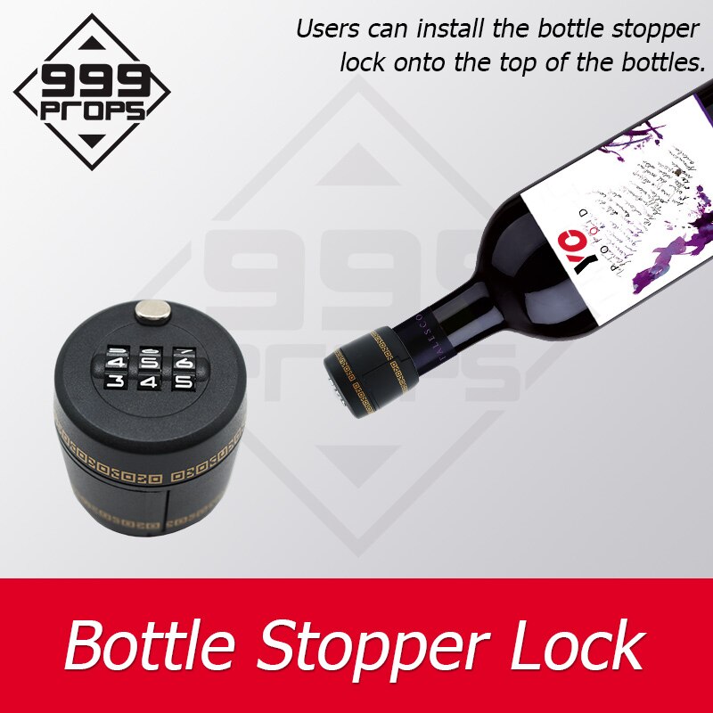 Fles Lock Liveroom Escape Game 3-Digit Puzzel Lock Plaats Het Slot Op Smalle Hals Fles Te Verbergen aanwijzingen 999Props