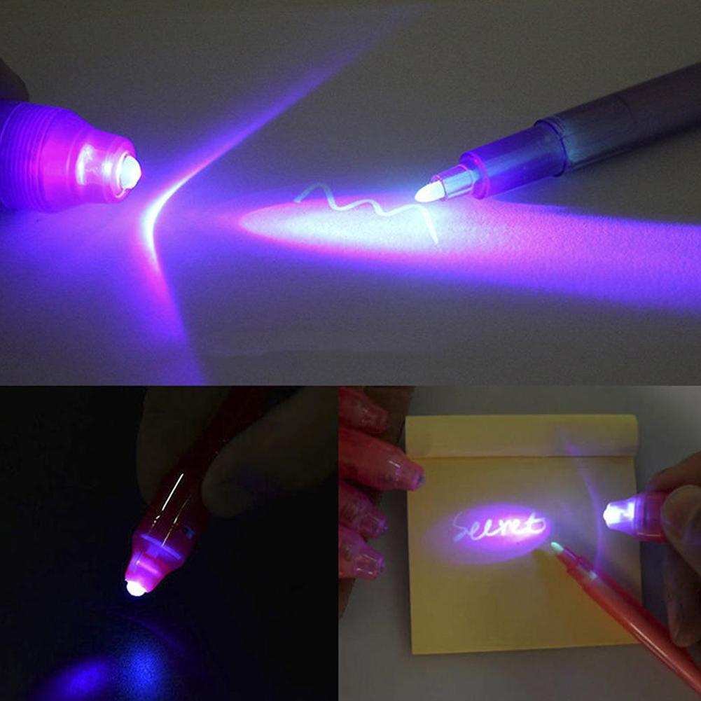 Children Kids Secret Message Invisible Ink LED Detector Lights Pens Ballpens Combo 2 in 1 Magic Invisible Ink Pen