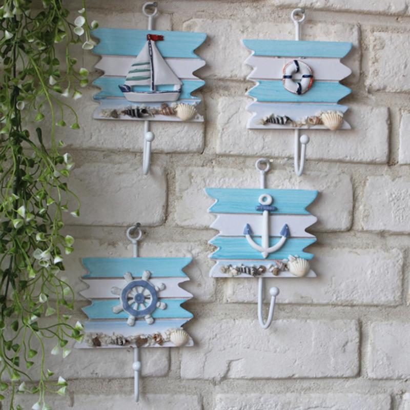 Mediterranean Style Hanging Hook Wooden Hook For Cafe Bar Club Home Decoration Home Sroeage Hook Key Holder