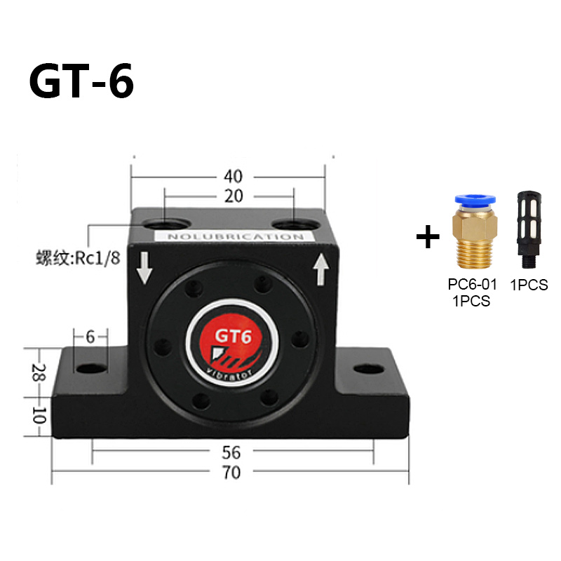 GT8/10/13/16/20/25/30/36/48/60 Pneumatische Vibrator Gt turbine Oscillatoren Pneumatische Industrie Vibrator Hamer Blanking Onderdelen: GT-6