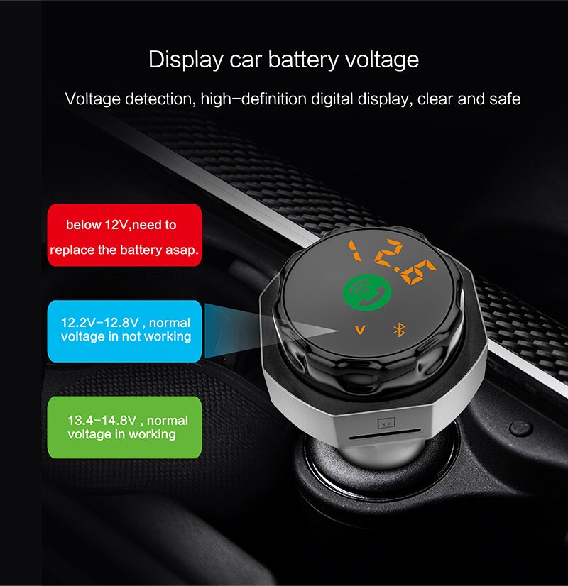 FM transmitter Bluetooth modulator car hands-free MP3 player supports USB flash drive SD card USB charger auxiliary