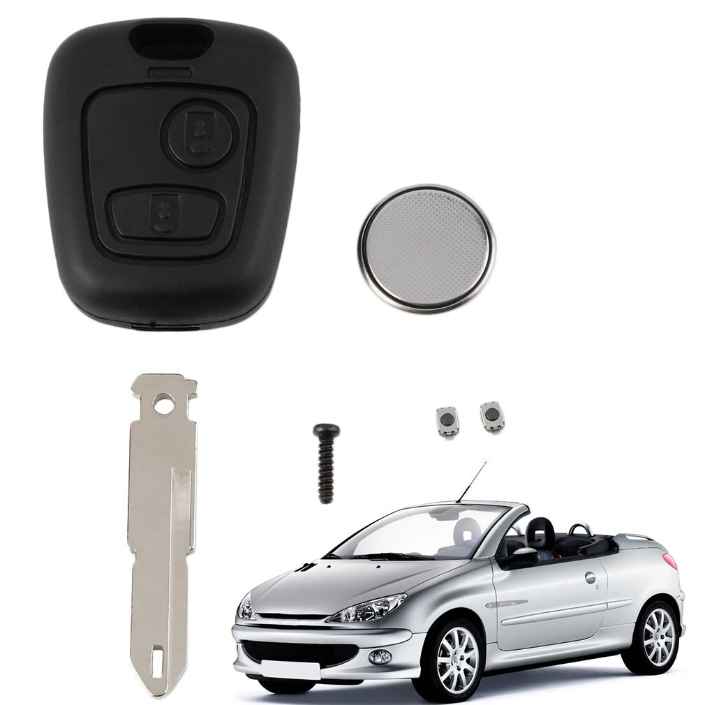 2 Buttons Remote Key Fob Case Shell Blade Cell Battery For Peugeot 206 Key