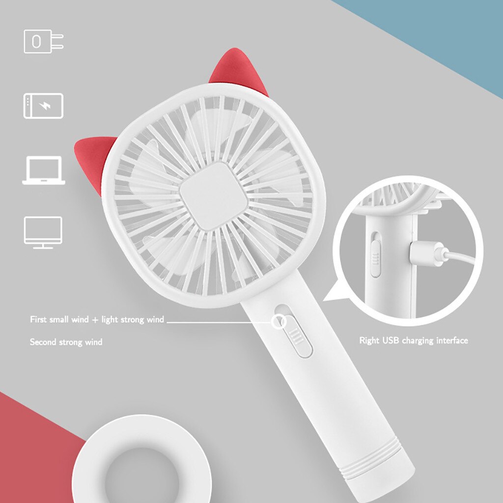 Draagbare handventilator usb-oplaadventilator snelheid instelbaar 2 snelheden hangende ventilator zomerkoeler draagbare ventilator handheld mini-ventilator usb