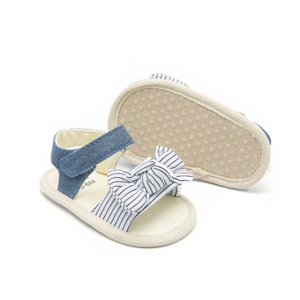 Baby Schoenen Baby Meisje Sandalen Anti-Slip Schoenen Streep Boog Prinses Peuter Meisjes Schoenen Zachte Sandalen