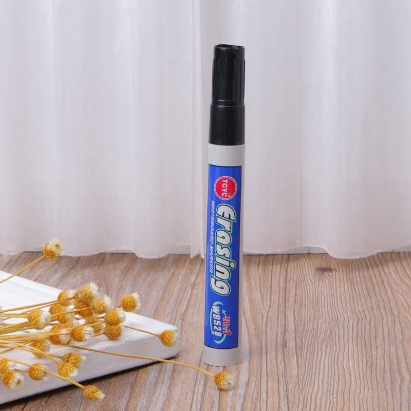 Erasable Black Ink Marker Pen Whiteboard Fast Dry Comfort Grip For Office