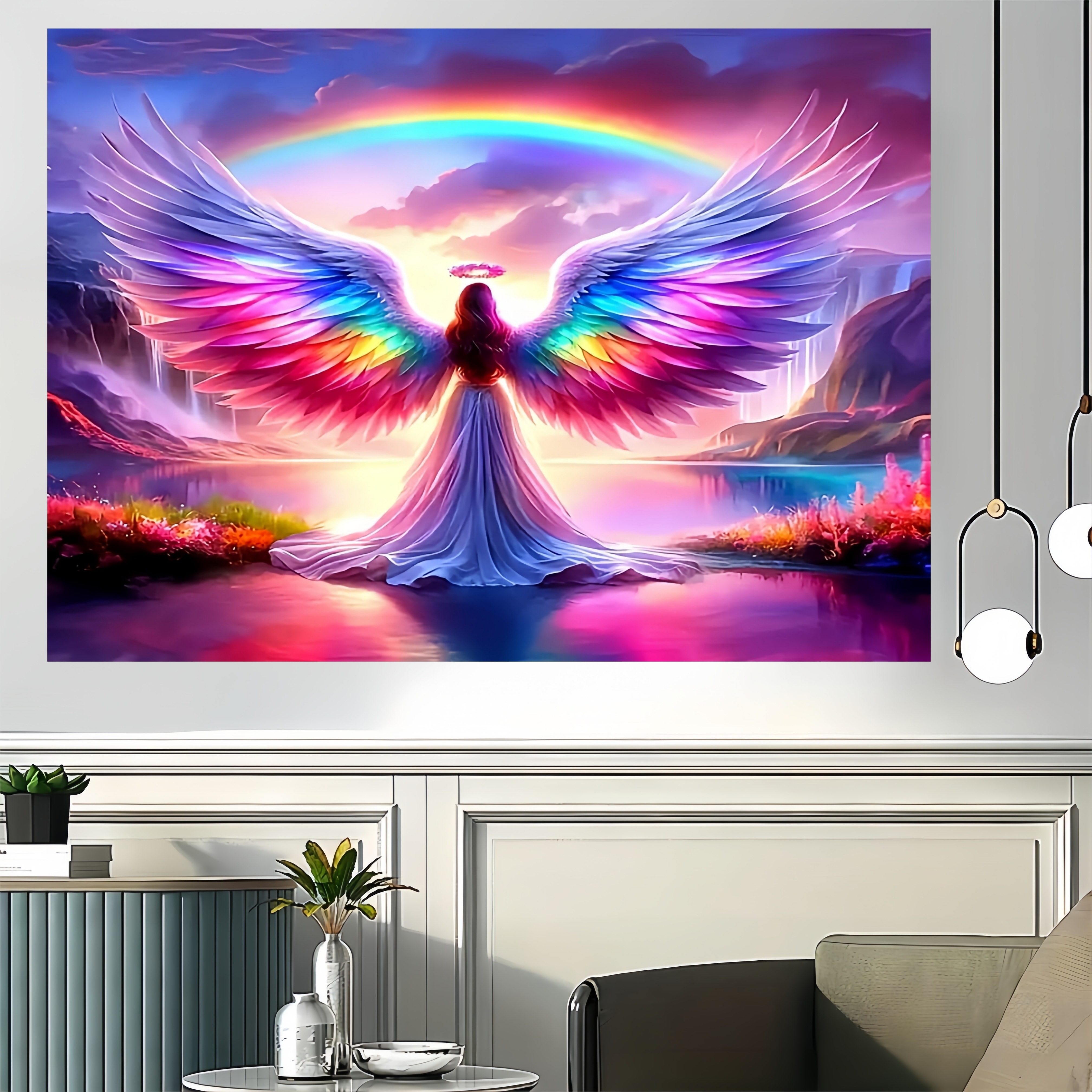 1000 sztuk drewniane puzzle tęczowe skrzydło anioła fantazyjny krajobraz kreatywny prezent dla noworodków rodzice motyw wystrój pokoju dziecięcego