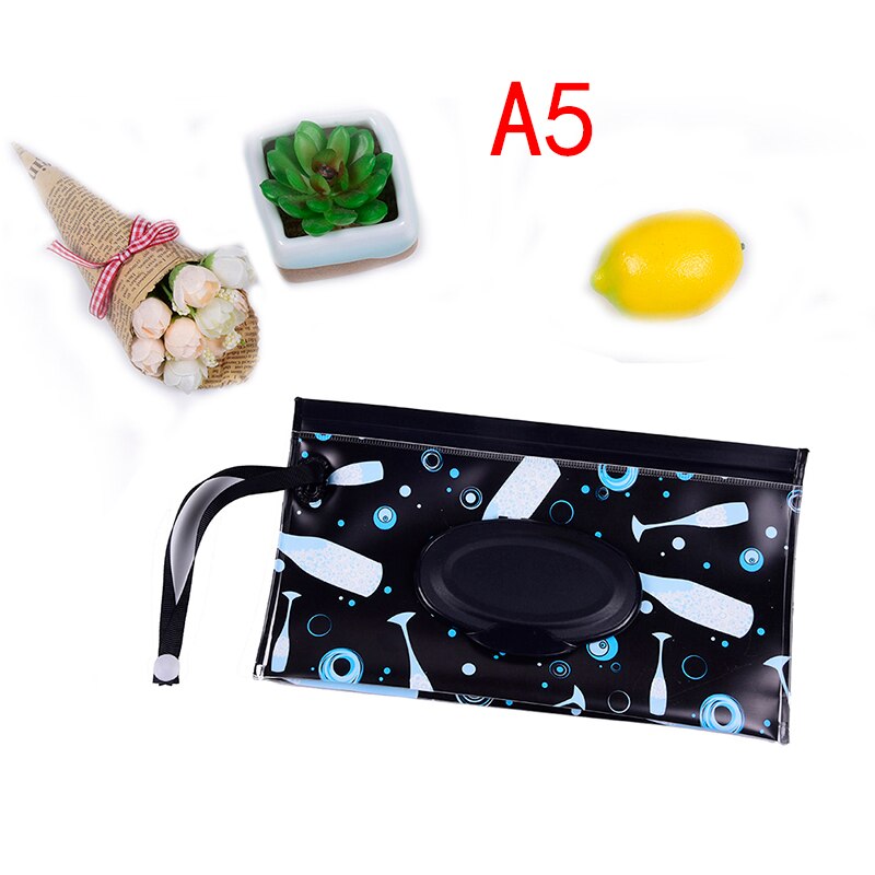 1PC Baby Wipes Box Wet Wipe Box Cleaning Wipes Carrying Bag Clamshell Snap Strap Wipe Container Case: A5