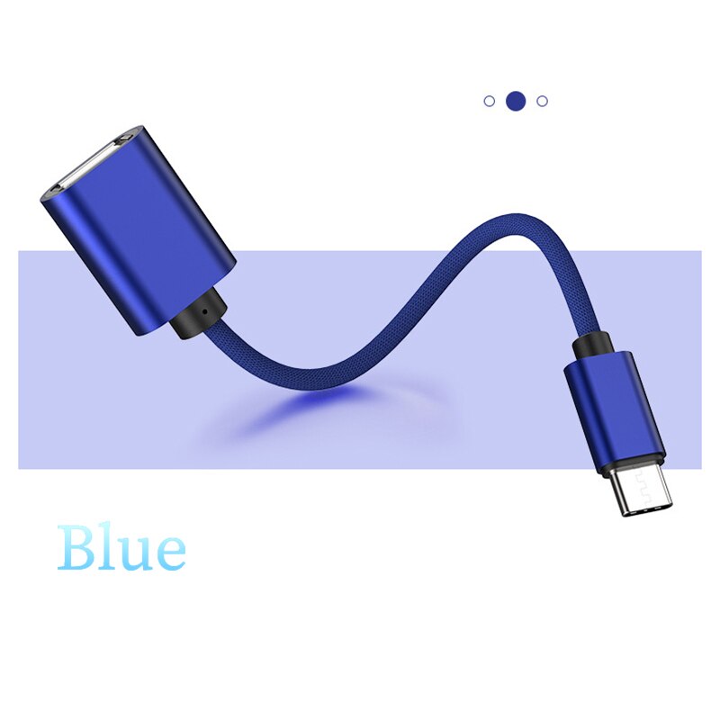 Cable adaptador OTG tipo C USB 2,0 A hembra A tipo C macho para Samsung, Huawei, Xiaomi, teléfono inteligente, tableta, unidad Flash de datos: Azul