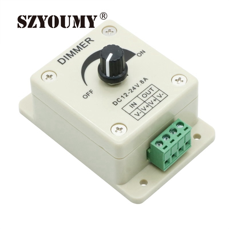 Szyoumy led-licht  dc 12v beschermstrip dimmer instelbare helderheidsregelaar voor led 8a stripverlichting, lampaccessoires