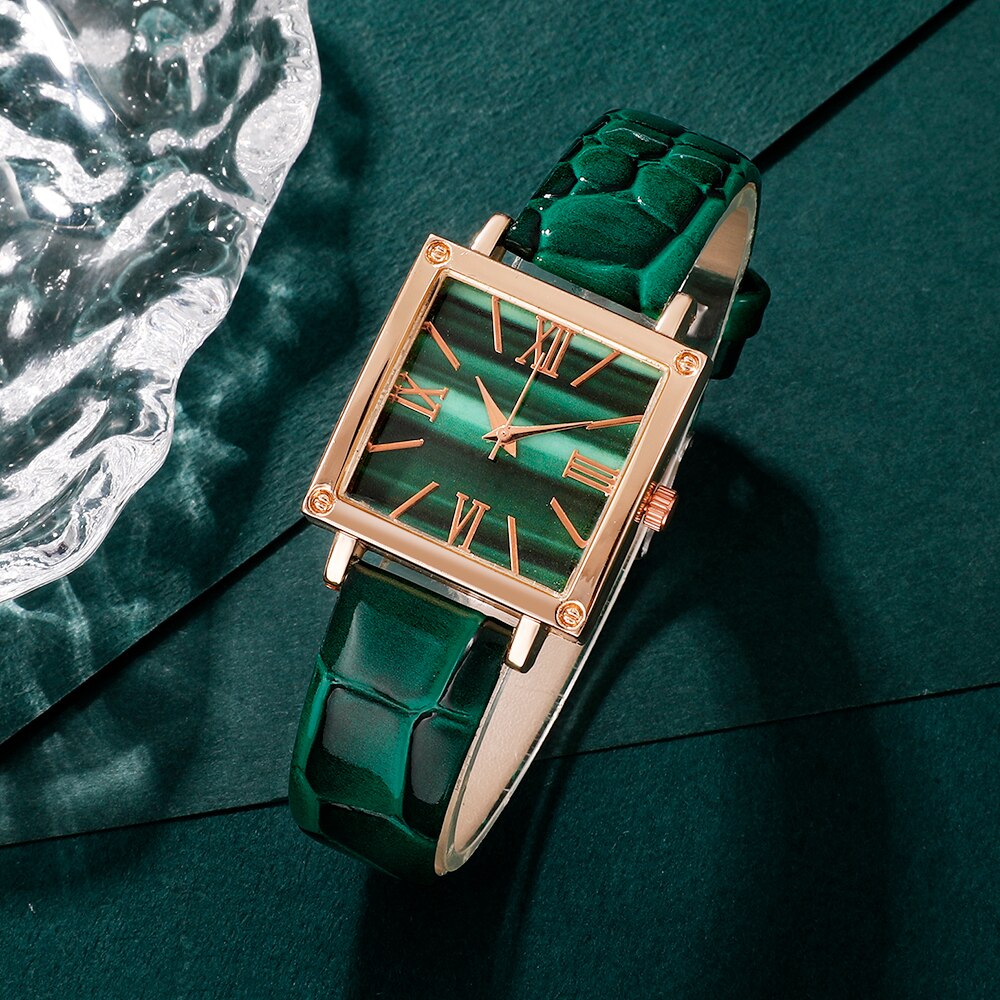 Reloj de cuarzo a la para mujer, esfera cuadrada, de de lujo, relojes de pulsera simples para mujer