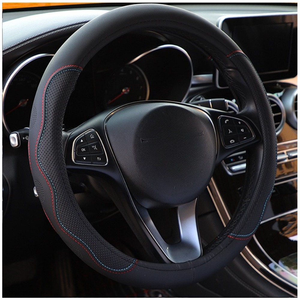 Capa universal de couro para volante de carro, antiderrapante, fibra dinâmica em relevo, estilo durável, protetor de volante