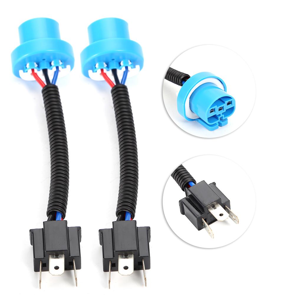 Kontakt 2 stk 9007 hann til  h4 hunnplugg hovedlyskonverteringskabel ledningskontakt adapter usb-kontakt