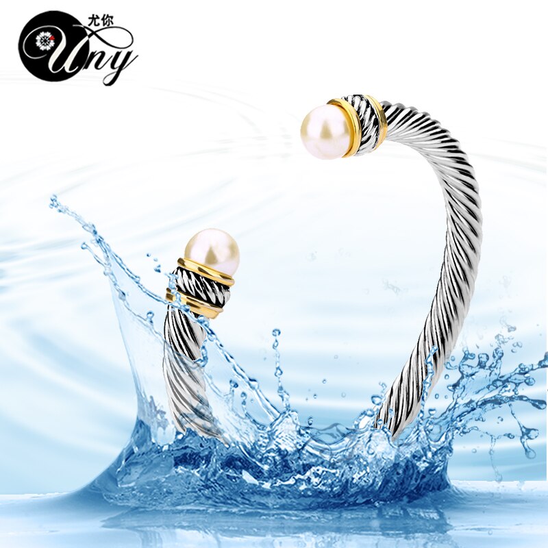 UNY Bracelet Imitation Pearl Bangle Antique Brand Vintage Jewelry Bangles Valentine Christmas Women Cuff Bracelets