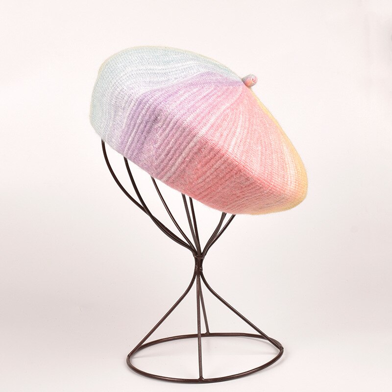 Béret tricoté en laine caméléon rétro pour filles, chapeau de peintre artistique à la , version coréenne, assorti avec tout, chapeau tide, automne et hiver