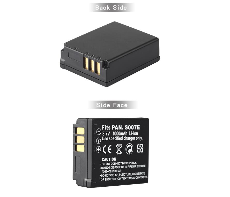 S007E CGAS007 1000mAh bateria do baterii Panasonic Lumix DMC TZ50 TZ15 TZ1 TZ2 TZ3 TZ4 TZ5 DMC-TZ2EB-S kamera Batterie CGA-S007