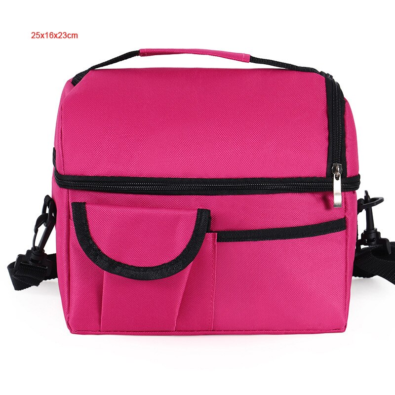 High Capacity Waterproof Lunch Bag Shoulder Crossbody Food Thermal Handbags Adult Kids Outdoor Picnic Storage Pouch Accessory: C Rose Red