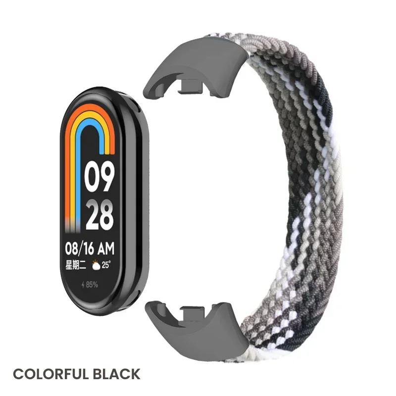 Bucle Solo trenzado para Xiaomi Mi Band 8, accesorios de repuesto, correas de reloj de nailon elástico, pulsera de correa para Miband 8 NFC: XS / Azul