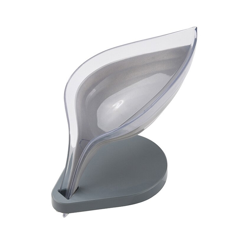Suporte de sabonete em forma de folha, porta sabonete para banheiro, com ventosa, suporte de esponja e sabonete, para cozinha e banheiro: Double grey