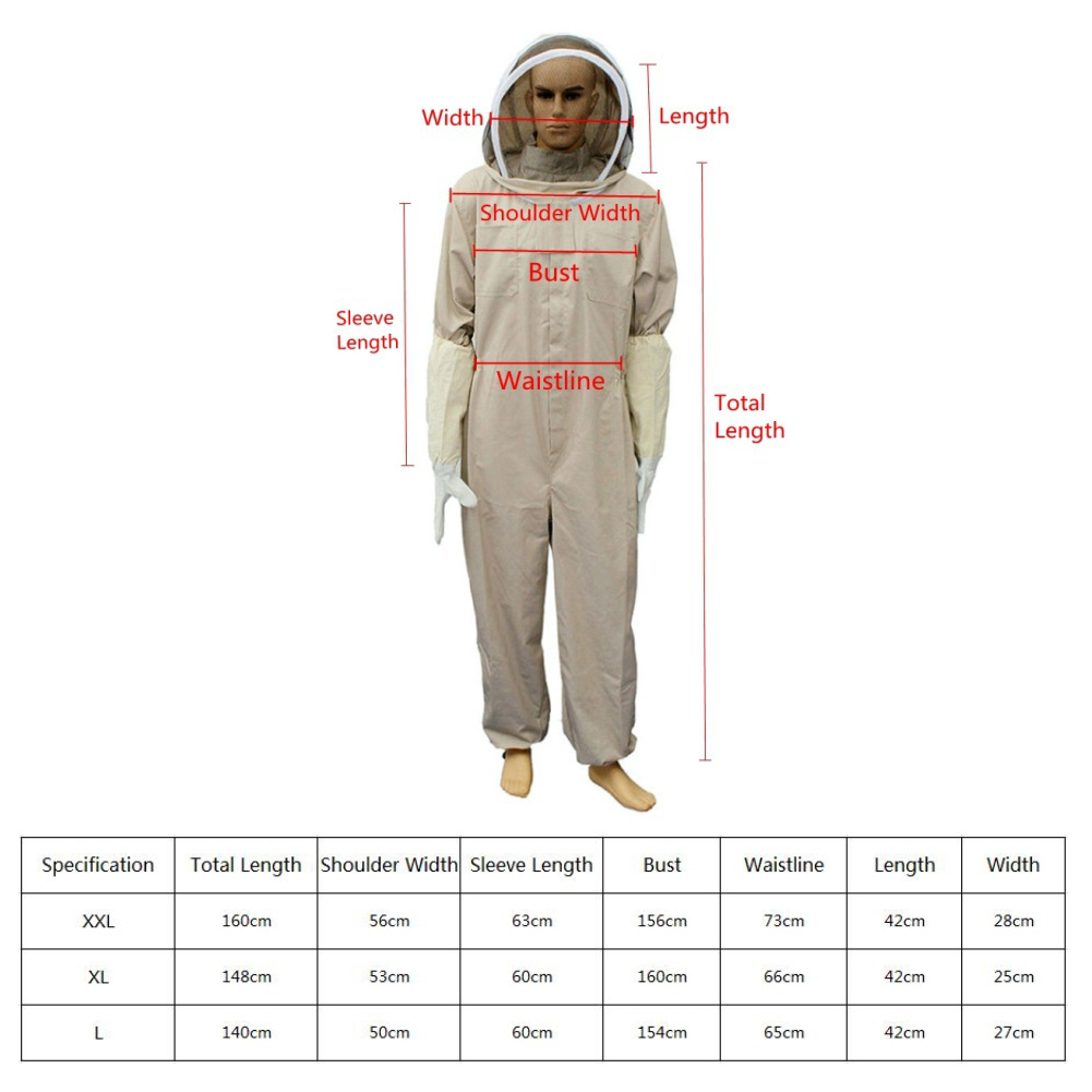 Traje de apicultura de granja a prueba de abejas con guante, ropa protectora con ventilación, traje de seguridad de cuerpo entero para jardín, capucha de velo, apiario Unisex