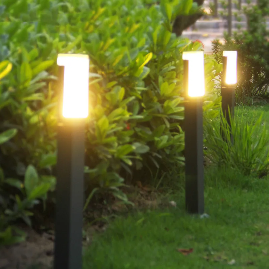 10w utendørs led-plenlamper med bevegelsessensor og påle i aluminium, vanntett hagesti, søylelys, landskapslampe