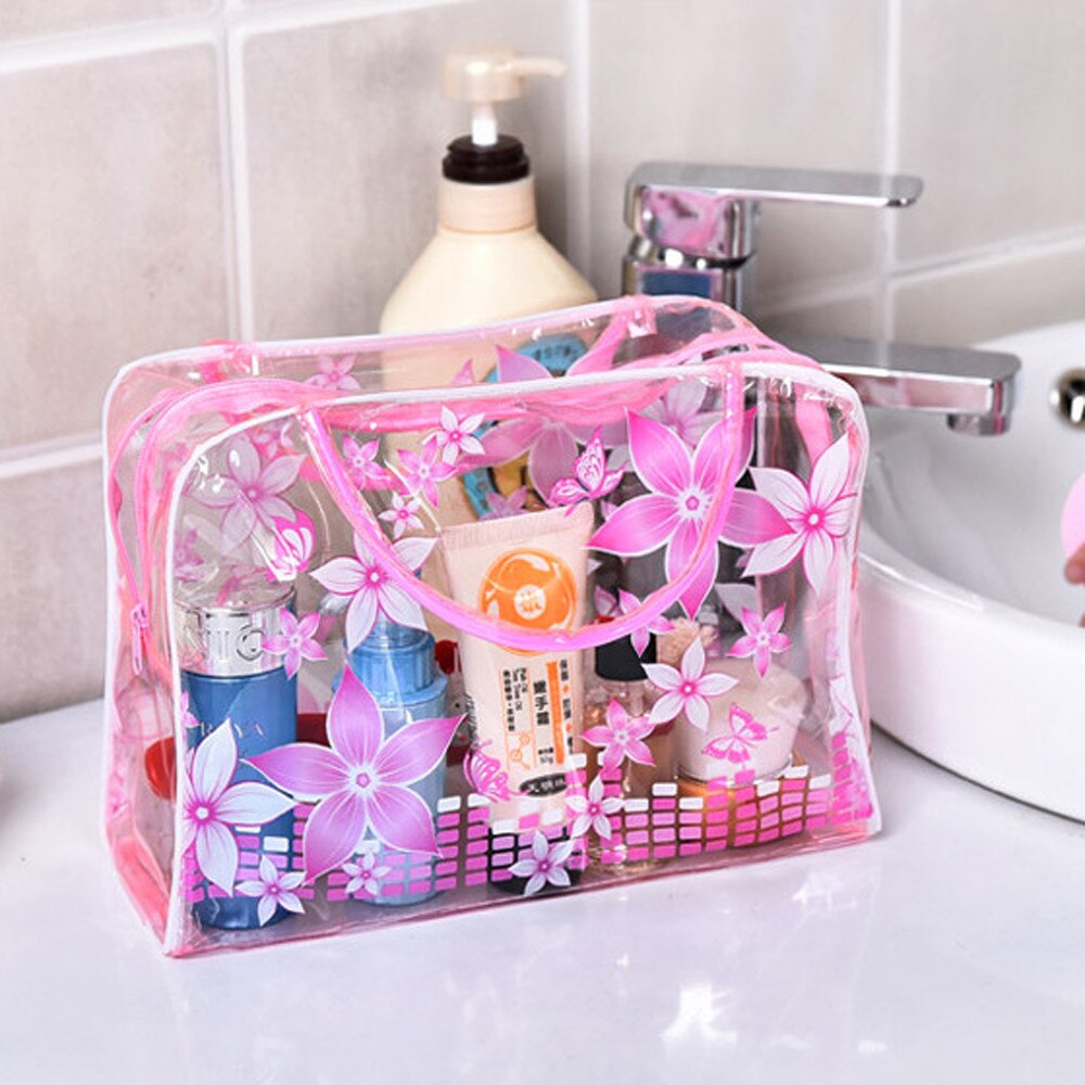 Vrouw Zakken Transparant PVC Bloem Waterproof Make-Up Toilettas Travel Wash Cosmetische Pouch kosmetik tas neceser mujer peque o: HOT