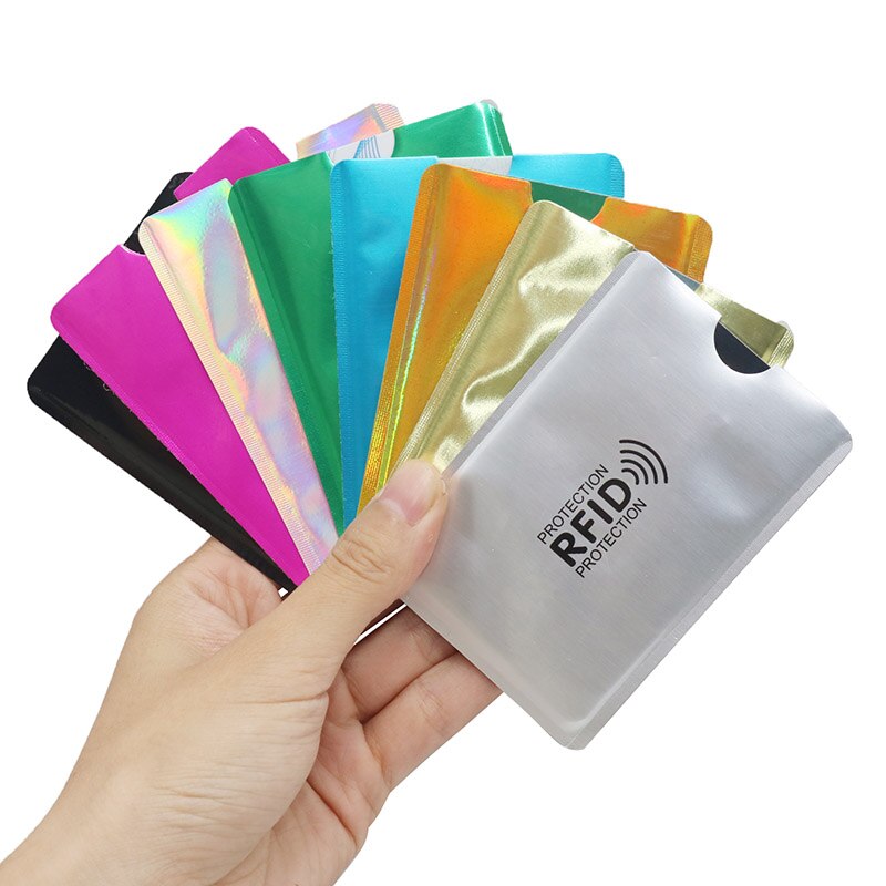100 stk mix anti rfid tegnebog blokerende læser lås bankkort indehaver id bankkort beskyttelse metal kredit nfc holder aluminium