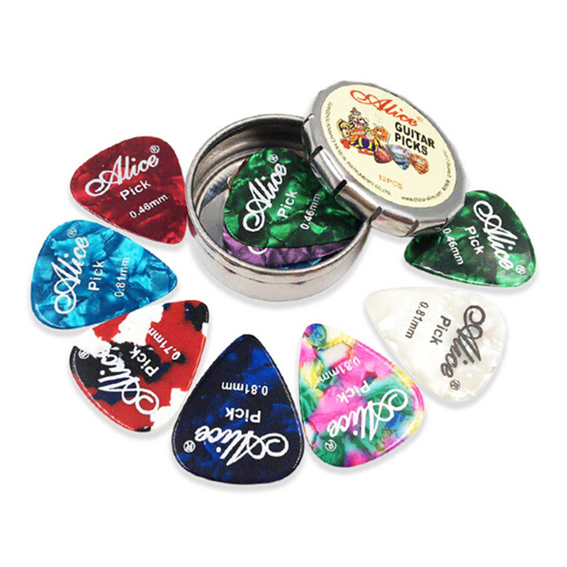 12/20/24 Uds. Púas para guitarra eléctrica acústica y púas redondas de Metal, caja de púas para cuerdas, accesorios para instrumentos