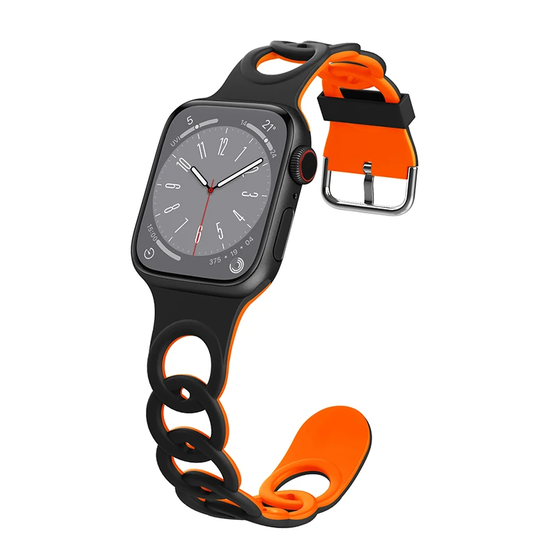 Pasek do Apple Watch Band Ultra 49mm 44mm 40mm 45 Mm 41mm 38mm 42mm Sportowa silikonowa bransoletka z pętlą IWatch Series 8 7 6 3: Białe światło Pur / 14mm