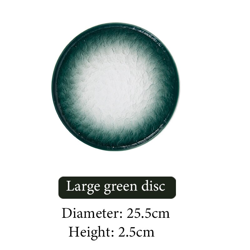 Stone pattern ceramic dinner round plate bone china dinnerware sets salad sushi dessert plate kitchen serving dishes sets: green