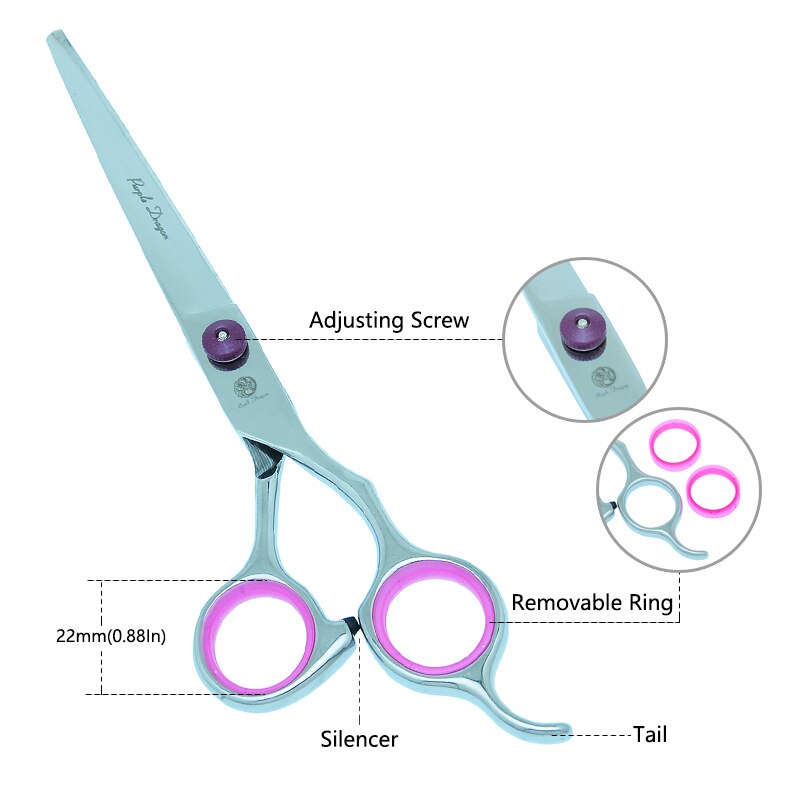 Purple Dragon 7.0" Dogs Grooming Scissors Steel 440C Pets Cutting Scissor&Curved Shears&Thinning Tijeras Animals Tesouras B0007B