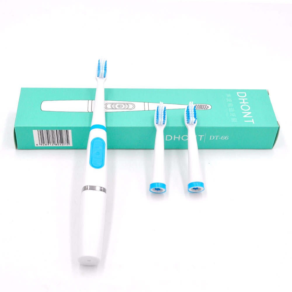 Ultrasound elektrische tandenborstel volwassen elektrische tandenborstel 3 opzetborstels waterdicht Ultrasound oral borstels: blue
