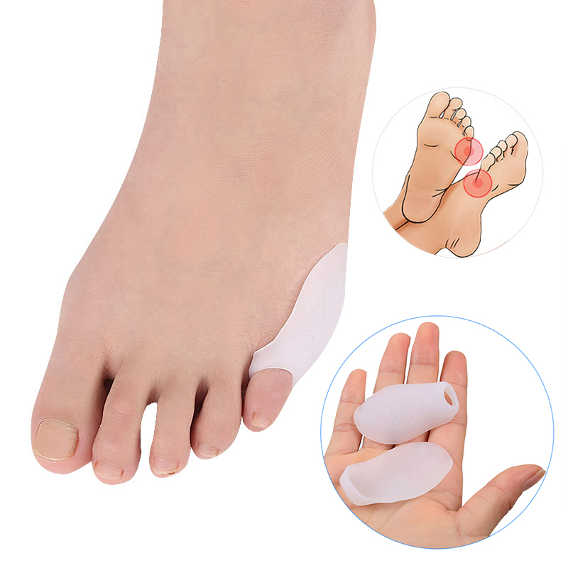 Pexmen 2pz gel mignolo dito del piede protettore borsite correttore sollievo dal dolore dita dei piedi separatore distanziale prevenire calli calli e vesciche: Grigio chiaro