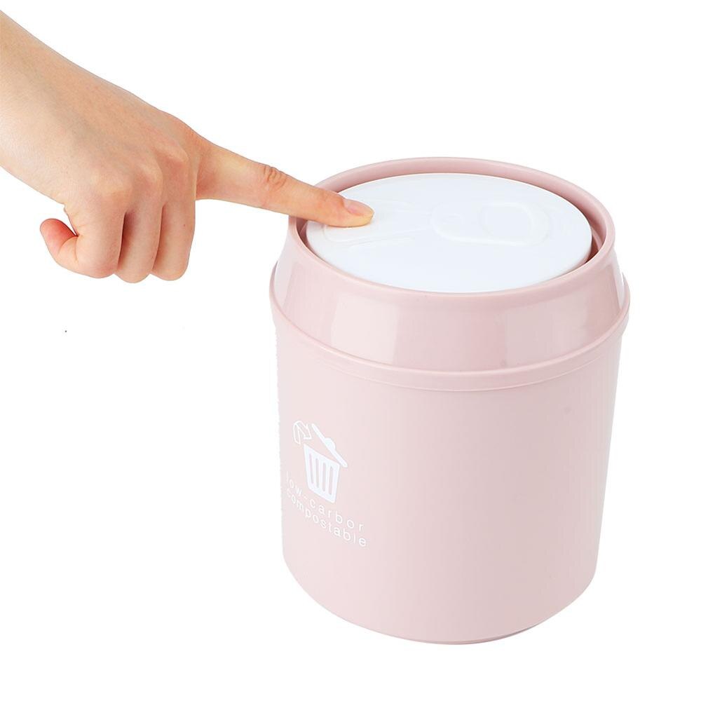 Plastic Kleine Afvalbak Leuke Mini Prullenbak Desktop Trash Mand Tafel Home Office Prullenbak Vuilnisbak Diversen Vat Doos Met deksel