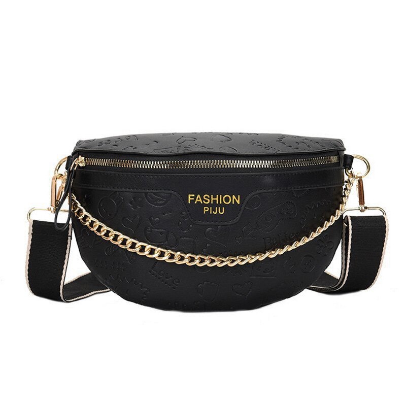 Retro Taille Tas Pu Lederen Fanny Pack Schoudertas Dames Alligator Patroon Taille Verpakking Vrouwen Riem Tas Multifunctionele Borst Zak: Black