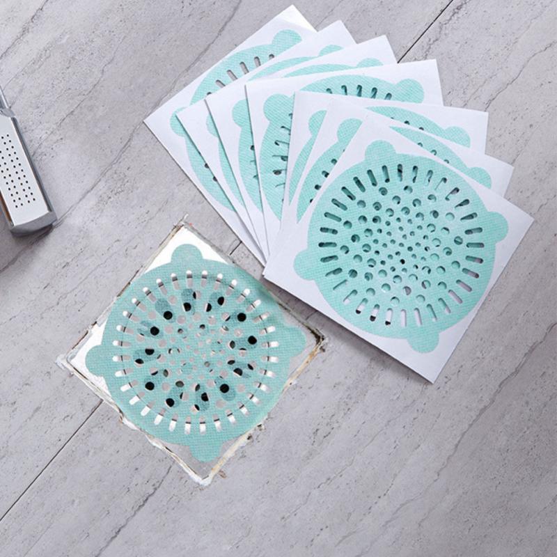 20 Stuks Wegwerp Haar Filter Zeef Sticker Badkamer Douche Drain Cover Netto Haar Stoppers Catchers Gootsteenzeefje Keuken Gereedschap