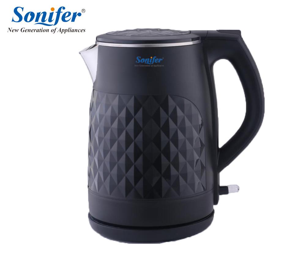 Sonifer – bouilloire électrique sans fil en acier inoxydable 304, théière bouillante à chauffage rapide, 1850W, 1,8 l: Black