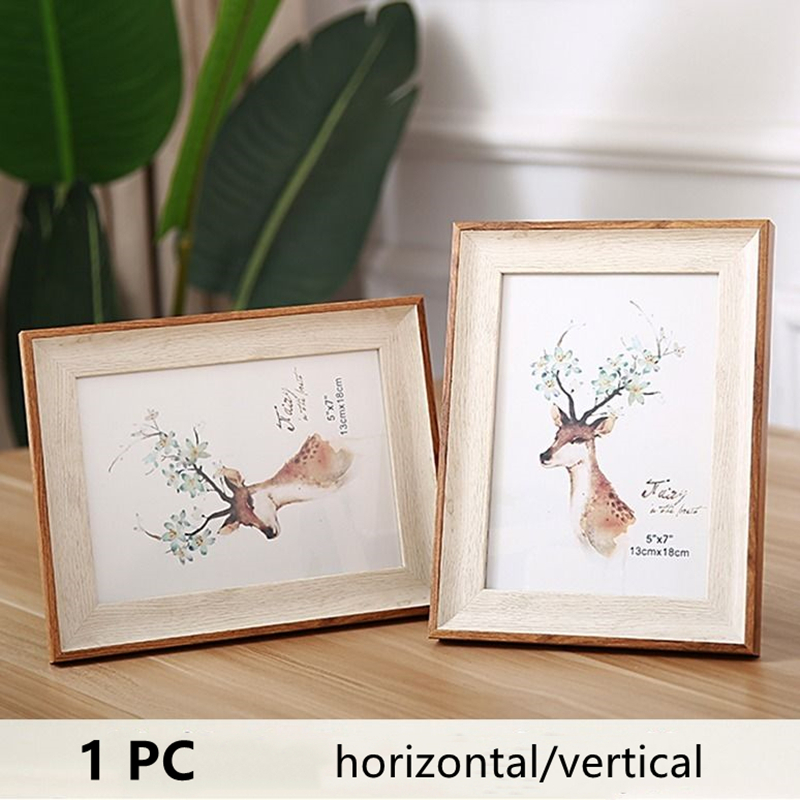 5 Color Rectangle Photo Frame Wall Mounted Living Room Decor Desk Ornament Wedding Family Picture Frame 5-10 Inch European Retro: 1 pc-Color 1 / 6 inch