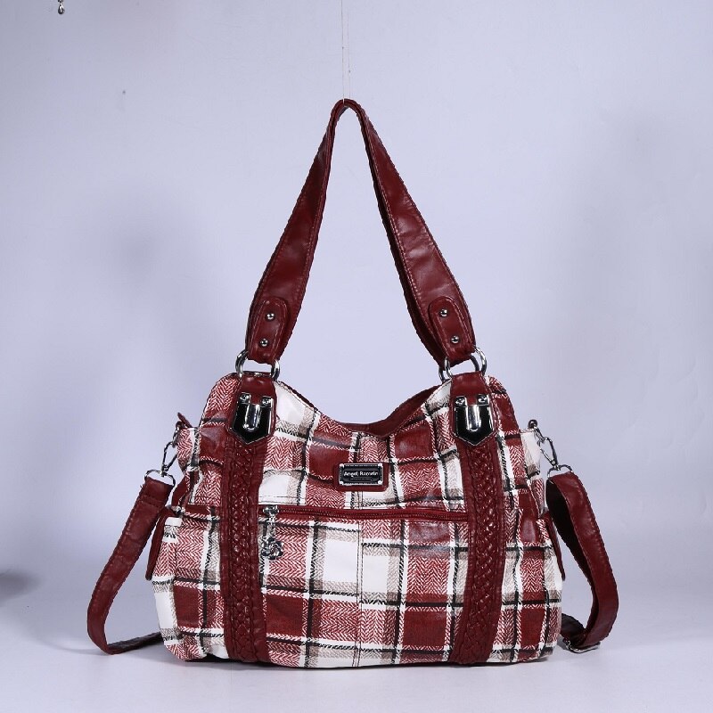 Borse da donna moda PU pelle capiente borsa a tracolla acquirente pacchetto multitasche borsa a tracolla borsa da donna con cerniera Hobos 0044: vino