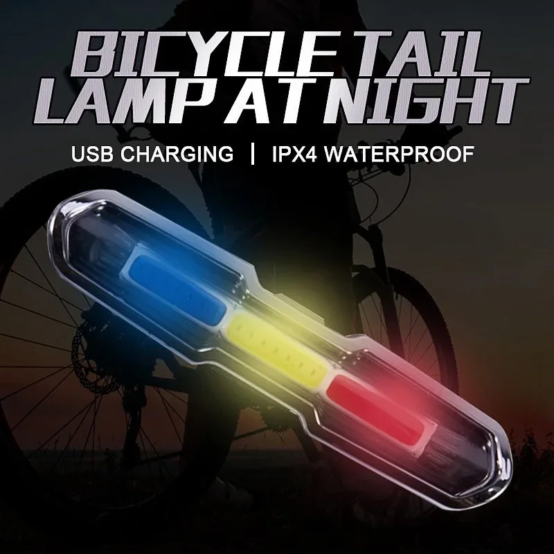 Cykel baglygte usb genopladelig cykellys sikkerhedsadvarsel cykling vandtæt led lampe lommelygte