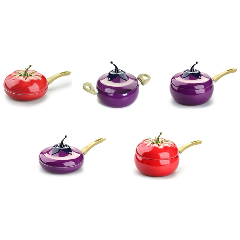 Fruit Pan Cooking Pot Color Grill Pan Induction Cooker Gas Aluminum alloy Cookware Eggplant Milk Pot