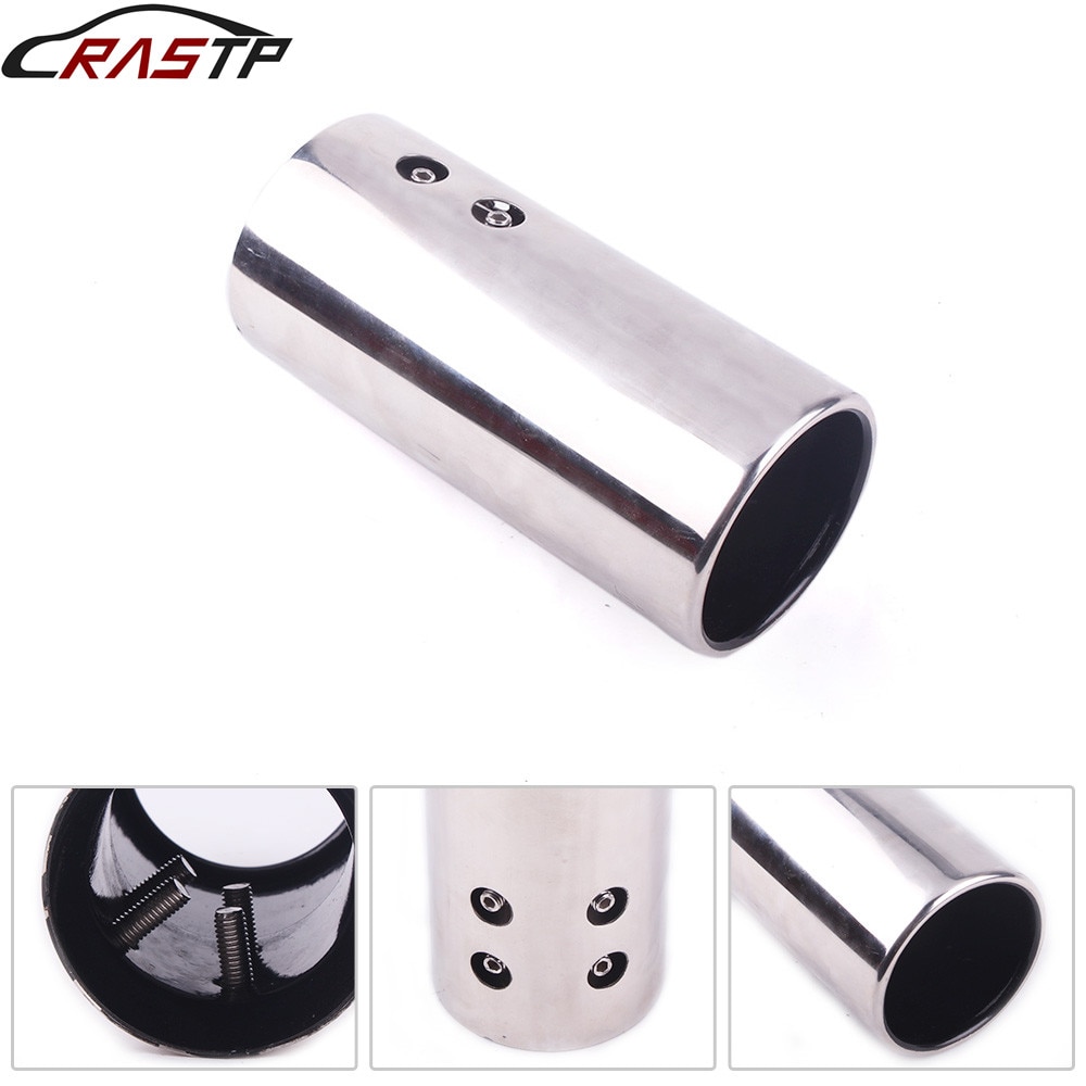 RASTP-80mm Stainless Steel Exhaust Round Muffler Tip Trim Modified Car Rear Tail Throat Liner RS-CR1012