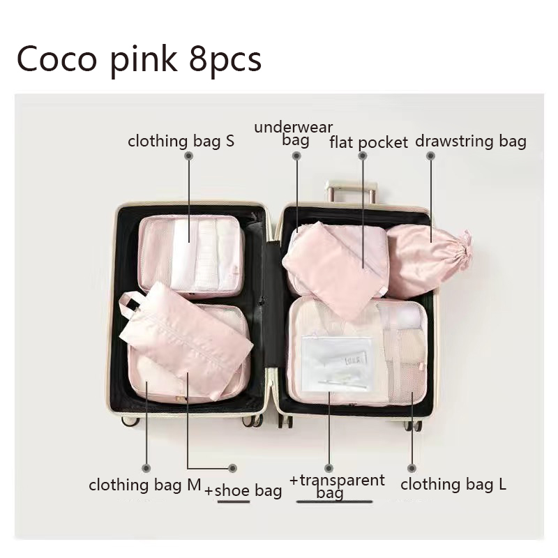 6 Stuks Koffer Organizer Verpakking Kubussen Reizen Kit Accessoires Bagage Opbergzakken Schoenkleding Organizer Toilettas Mannen Vrouwen: Paars